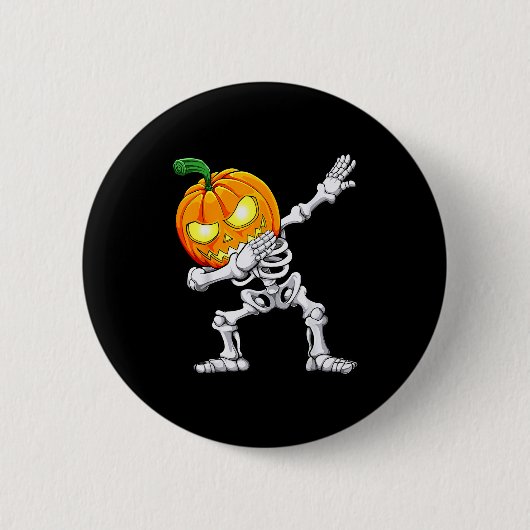 Halloween Boys Dabbing Skeleton Y Pumpkin Jack O L Ronde Button 5,7 Cm (Voorkant)
