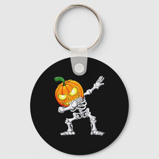 Halloween Boys Dabbing Skeleton Y Pumpkin Jack O L Sleutelhanger (Voorkant)