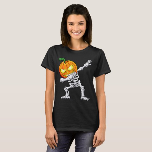 Halloween Boys Dabbing Skeleton Y Pumpkin Jack O L T-shirt (Voorkant volledig)