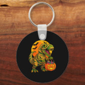 Halloween Boys Dinosaur Mummy T Rex Y Pumpkin Moon Sleutelhanger (Voorkant)