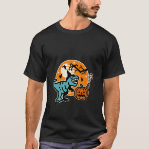 Halloween Boys Dinosaur Skelet Trex Funny Pumpk T-shirt
