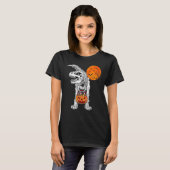 Halloween Boys Dinosaur Skeleton Rex Scary Pumpkin T-shirt (Voorkant volledig)