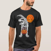 Halloween Boys Dinosaur Skeleton Rex Scary Pumpkin T-shirt (Voorkant)