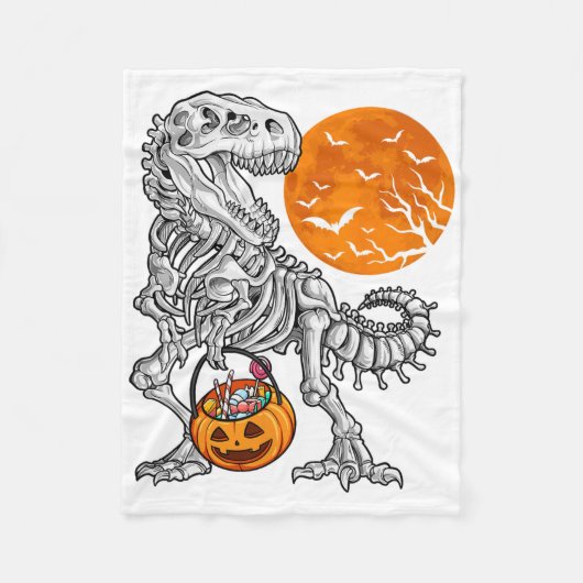 Halloween Boys Dinosaur Skeleton T Rex Scary Pumpk Fleece Deken (Voorkant)