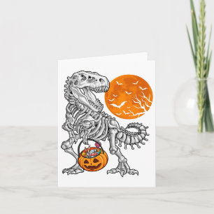 Halloween Boys Dinosaur Skeleton T Rex Scary Pumpk Kaart