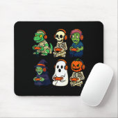 Halloween Boys Kids Gamer Dinosaur Skeleton Ghost  Muismat (Met muis)