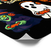 Halloween Boys Kids Gamer Dinosaur Skeleton Ghost  Poster (Hoek)