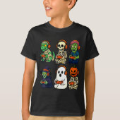 Halloween Boys Kids Gamer Dinosaur Skeleton Ghost  T-shirt (Voorkant)