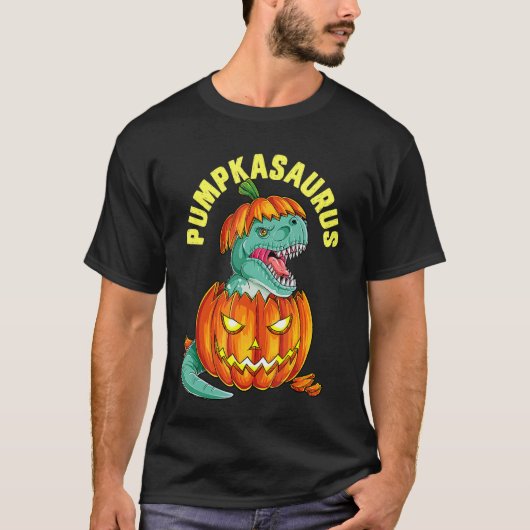 Halloween Boys Mannen Pumpkasaurus Dinosaur Pumpki T-shirt (Voorkant)