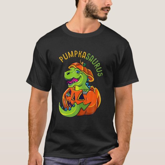 Halloween Boys Mannen Pumpkasaurus Dinosaur Pumpki T-shirt (Voorkant)