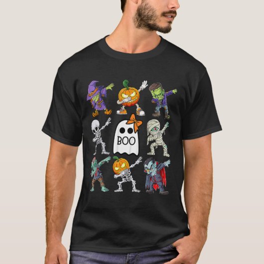 Halloween Boys Skeleton Zombie Pumpkin Uniek Boek T-shirt (Voorkant)