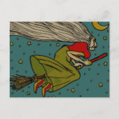  Halloween, boze heks die op Broomstick vliegt Briefkaart (Voorkant)