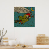Halloween, boze heks die op Broomstick vliegt Poster (Keuken)