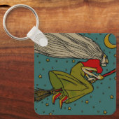  Halloween, boze heks die op Broomstick vliegt Sleutelhanger (Voorkant)