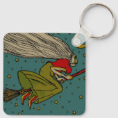  Halloween, boze heks die op Broomstick vliegt Sleutelhanger (Achterkant)