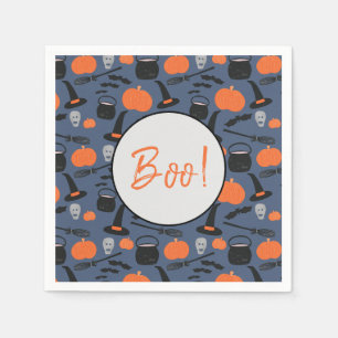 Halloween Boze Heks Pompoen Vleermuis Bezemsteel Servet