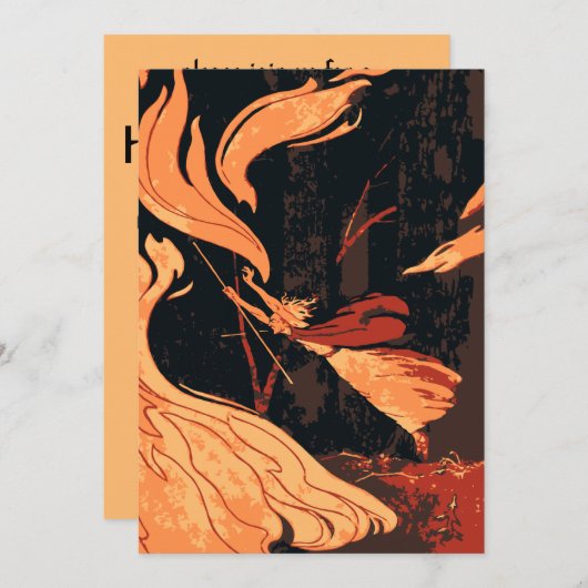  Halloween, boze heks with Fire in Forest Kaart (Voorkant / Achterkant)