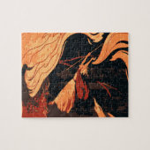 Halloween, boze heks with Fire in Forest Legpuzzel (Horizontaal)