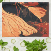 Halloween, boze heks with Fire in Forest Theedoek (Gevouwen)