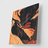  Halloween, boze heks with Fire in Forest Vierkante Klok (Hoek)