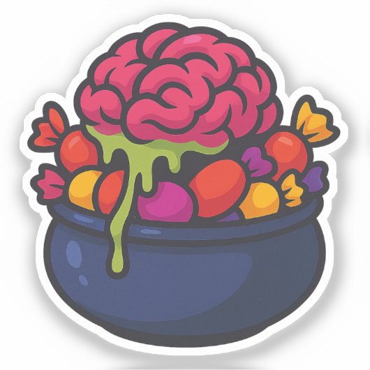 Halloween Brain Candy Bowl Horror Sticker (Voorkant)