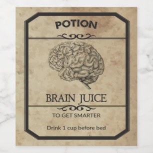 Halloween Brain Juice Apothecary Wine Label Wijn Etiket