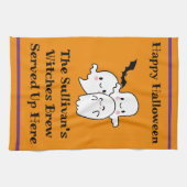 Halloween Brew Fun Ghost Bat Witch Sinaasappel Theedoek (Horizontaal)