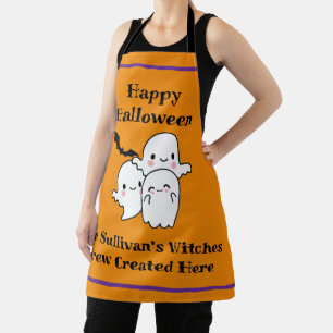 Halloween Brew Personaliseer Fun Ghost Bat Sinaasa Schort