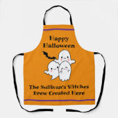 Halloween Brew Personaliseer Fun Ghost Bat Sinaasa Schort (Voorkant)