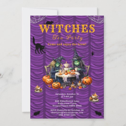 Halloween Brew Witches Tea Uitnodiging (Voorkant)