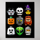 Halloween Brick Pumpkin Ghost Heads Costume Boys K Poster (Voorkant)