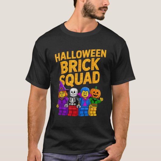 Halloween Brick Squad Costume Master Builder Block T-shirt (Voorkant)