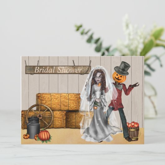 Halloween Bridal Shower Invitation Kaart (Staand voorkant)