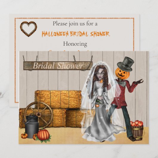 Halloween Bridal Shower Invitation Kaart (Voorkant / Achterkant)