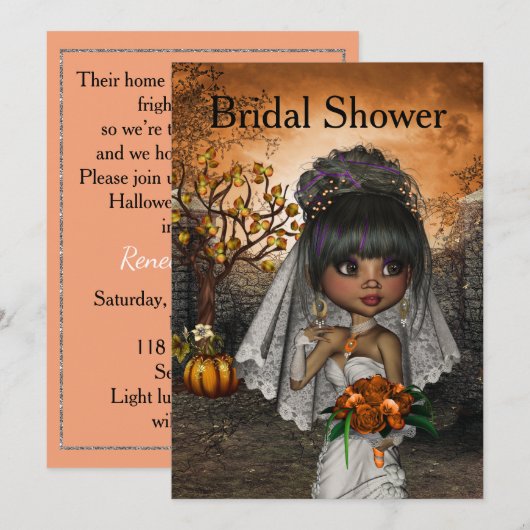 Halloween Bridal Shower Invitation Kaart (Voorkant / Achterkant)