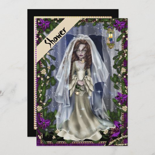 Halloween Bridal Shower Invitation Kaart (Voorkant / Achterkant)