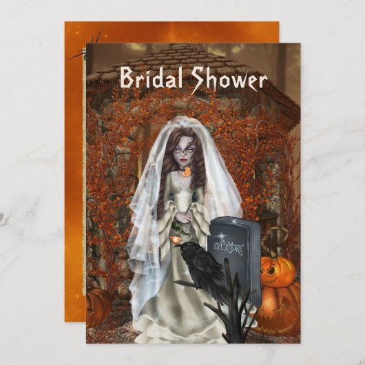 Halloween Bridal Shower Invitation Kaart (Voorkant / Achterkant)