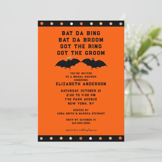 Halloween Bridal Shower Invitation Kaart (Staand voorkant)