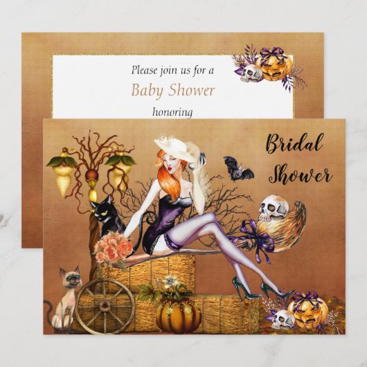 Halloween Bridal Shower Invitation Kaart (Voorkant / Achterkant)