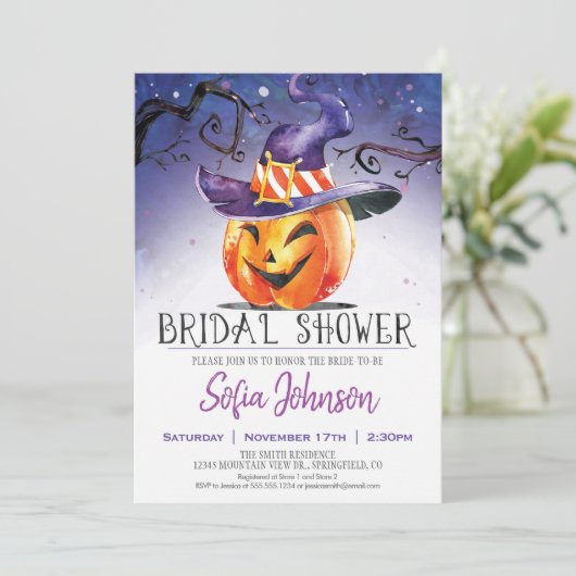 Halloween Bridal Shower Invitation Kaart (Staand voorkant)