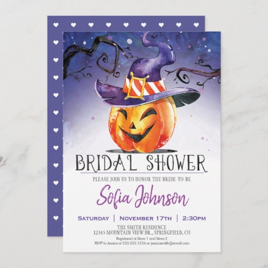 Halloween Bridal Shower Invitation Kaart (Voorkant / Achterkant)