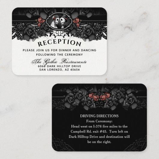Halloween Bride and Groom Wed Skeletons Reception Informatiekaartje (Voorkant / Achterkant)