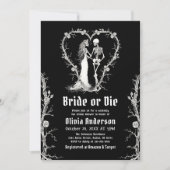 Halloween Bride or Die Skeleton Vrijgezellenfeest Kaart (Voorkant)