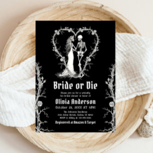 Halloween Bride or Die Skeleton Vrijgezellenfeest Kaart