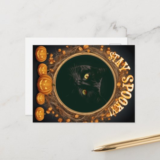 Halloween briefkaart. Blijf spooky! Briefkaart (Voorkant / Achterkant in situ)