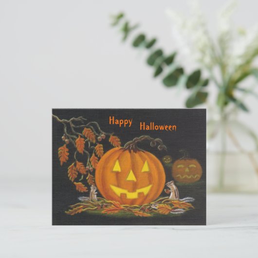Halloween, briefkaart, chipmunk, Jack-o-Lantern Briefkaart (Staand voorkant)