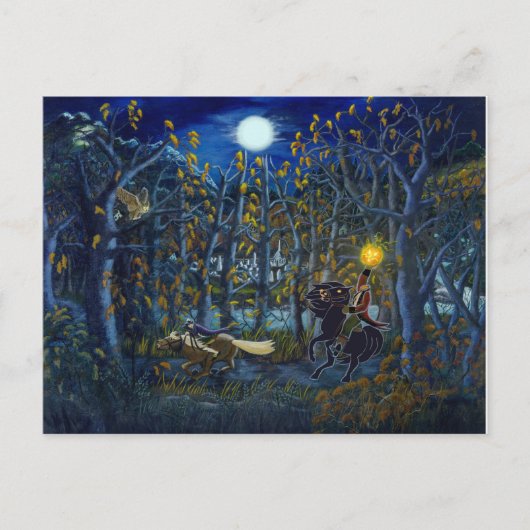 Halloween briefkaart "Headless Horseman Chase" (Voorkant)