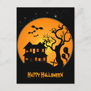 Halloween-Briefkaart in Haunted House Briefkaart