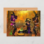 Halloween Briefkaart met heksen (Voorkant / Achterkant)