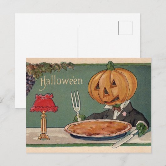 Halloween Briefkaart met pompoen (Voorkant / Achterkant)
